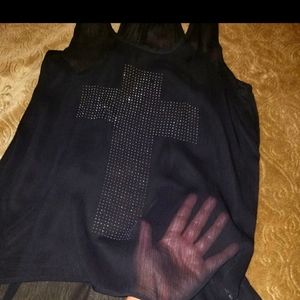 Rhinestone cross top M